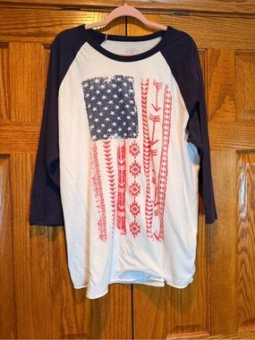 Crazy Train LIVE FREE Raglan Baseball sleeve Tee with Red Flag
